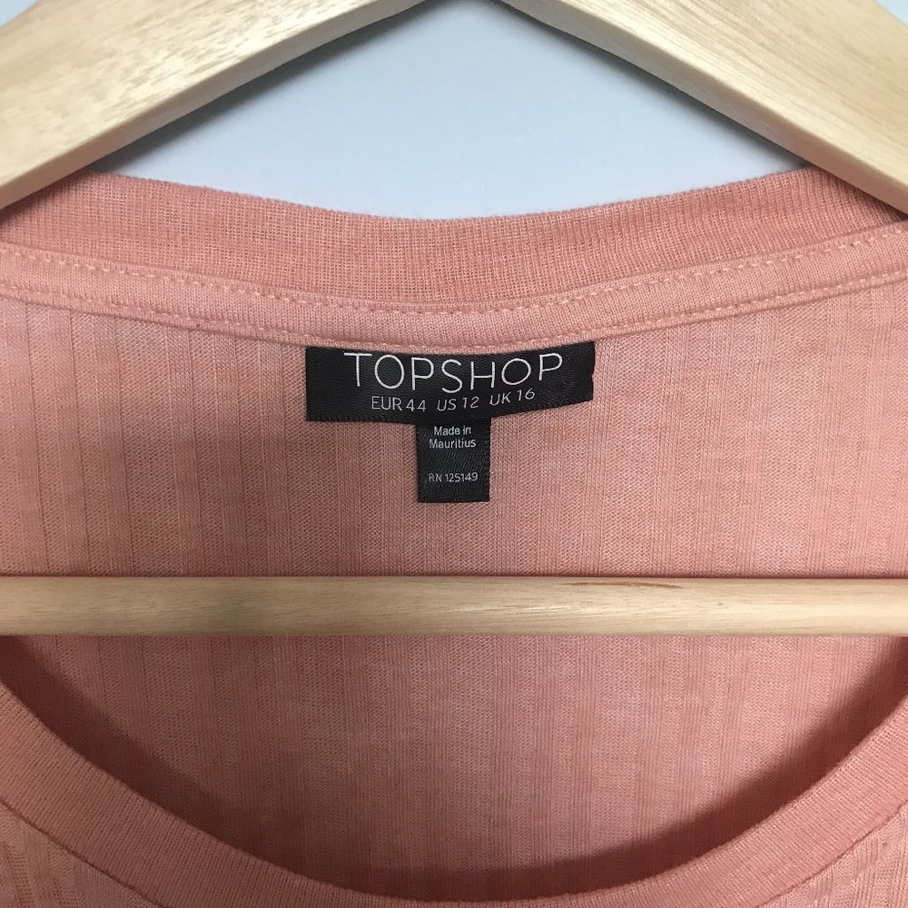 Topshop Pink Ribbed Top - Picture 2 of 3
